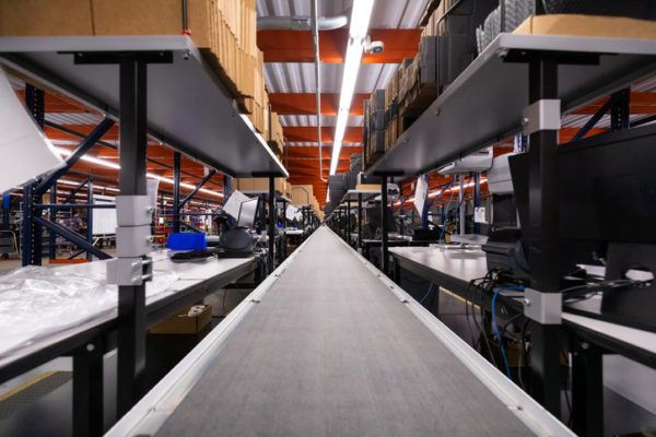 conveyor belt in warehouse